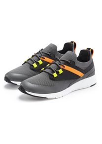 Sneaker AUTHENTIC LE JOGGER, Herren, Gr. 43, grau (grau, gelb), Obermaterial: 50% Lederimitat, 50% Textilmaterial. Decksohle: 100% Textilmaterial. Futter: 100% Textilmaterial. Laufsohle: 100% Synthetik, unifarben mit Farbeinsatz, Schuhe Sneaker, im Sport-Look, Slipper, Halbschuhe, Freizeitschuhe, ultraleicht VEGAN