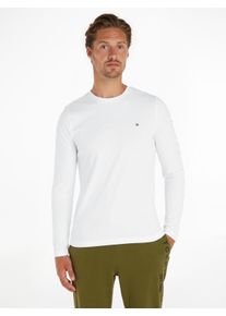 Longsleeve Tommy Hilfiger "TOMMY LOGO LONG SLEEVE TEE", Herren, Gr. XXXL (58), wei&szlig;, Single Jersey, Obermaterial: 100% Baumwolle, bedruckt, bestickt, unifarben, normal h&uuml;ftlang, Rundhals, Shirts Longsleeve, mit Logodruck