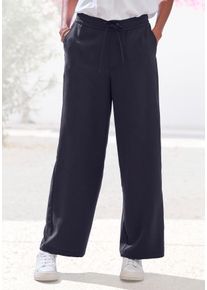 Schlupfhose Lascana, Damen, Gr. 46, N-Gr, blau, Web, Obermaterial: 100% Lyocell, unifarben, figurumspielend lang, Hosen Schlupfhose, mit Bindeband, Palazzohose aus Lyocell mit Taschen, Topseller