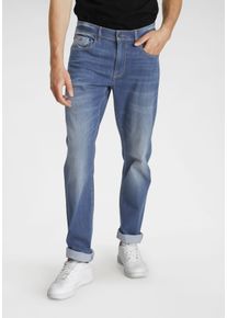 H.I.S. Comfort-fit-Jeans H.I.S "ANTIN", Herren, Gr. 30, L&auml;nge 32, blau (mid blau), Denim/Jeans, Obermaterial: 78% Baumwolle, 20% Polyester, 2% Elasthan, bequem lang, Jeans Comfort-fit-Jeans, bequeme Passform, gerades Bein, mit Used-Waschung