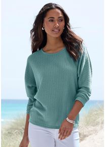 Langarmshirt Vivance "in modischer Struktur-Optik", Damen, Gr. 48/50, gr&uuml;n (eukalyptus), Strick, Obermaterial: 55% Polyester (REPREVE), 42% Viskose, 3% Elasthan, Strukturmuster, figurumspielend, Rundhals, Shirts Langarmshirt, aus pflegeleichter Strickqualit&auml;t mit Viskose, Topseller