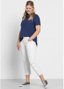 7/8-Hose sheego, Damen, Gr. 46, Normalgr&ouml;&szlig;en, wei&szlig;, 97% Baumwolle, 3% Elasthan, unifarben, Hosen 7/8-Hose