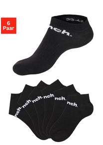 Sportsocken Bench., Damen, Gr. 43-46, schwarz (6x schwarz), Baumwollmischung, unifarben, elastisch, Socken Sportsocken, Sneakersocken mit klassischem Logoschriftzug