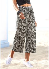 Culotte Lascana, Damen, Gr. 46, N-Gr, beige (schwarz, sand, bedruckt), Jersey, Obermaterial: 95% Viskose, 5% Elasthan, bedruckt, figurumspielend 7/8-L&auml;nge, Hosen Culotte, und Alloverdruck, 7/8-L&auml;nge, elastischer Bund, Sommerhose, Topseller