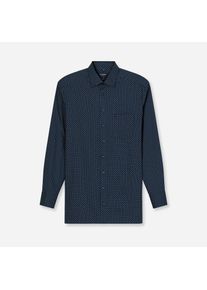 Langarmhemd OLYMP "Luxor modern fit", Herren, Gr. 40, N-Gr, blau (marine), Web, Obermaterial: 100% Baumwolle, 2-Knopf-Manschette, Hemden Langarmhemd, modern fit, Businesshemd, gemustert, New-Kentkragen