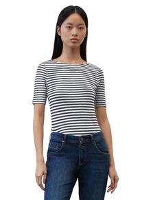 Marc O'Polo T-Shirt MARC O'POLO, Damen, Gr. L, blau (multi, night sky), Obermaterial: 97% Baumwolle, 3% Elasthan, gestreift, Rundhals, Shirts T-Shirt