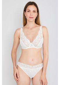 JOOP! Tanga JOOP "Beautiful", Damen, Gr. 44, wei&szlig; (off, wei&szlig;), Single Jersey, Obermaterial: 85% Polyamid, 15% Elasthan, k&ouml;rpernah, Unterhosen Tanga, florale Spitze, Stretch-Bund, elastisch