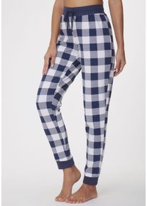 Schlafhose Vivance Dreams, Damen, Gr. 44/46, N-Gr, blau (dunkelblau, wei&szlig;, kariert), Jersey, Obermaterial: 100% Baumwolle, bequem lang, Hosen Schlafhose, mit Allover-Druck