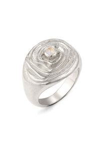 Silberring HAZE & GLORY "Ring Kreis Mondstein Wei&szlig; 925 Sterling Silber" Gr. 54, silber, Fingerringe, Damen, 54, Silber 925 (Sterlingsilber), Silberring