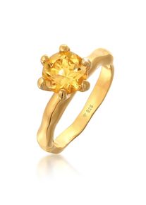 Silberring Elli "Ring Citrine Solit&auml;r Elegant Organic Design 925 Silber" Gr. 54, gold, Fingerringe, Damen, 54, Silber 925 (Sterlingsilber), Silberring