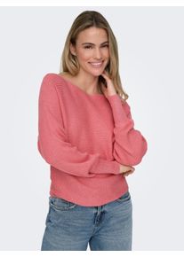 Strickpullover Only "ONLADALINE L/S SHORT PULLO KNT NOOS", Damen, Gr. M, rosa (tea rose detail:with melange), Strick, Obermaterial: 80% Viskose, 20% Nylon, meliert, regular fit normal, U-Boot-Ausschnitt, Rippstrickb&uuml;ndchen, Pullover Strickpullover, Viskosemischung, regular fit