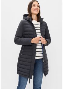 Fuchs & Schmitt Steppmantel FUCHS SCHMITT "Steppkurzmantel", Damen, Gr. 40, blau (marine), Web, Obermaterial: 100% Polyester, clean, unifarben, regular fit lang, Rundhals, eingesetzt gerader Abschluss, M&auml;ntel Steppmantel, mit Kapuze