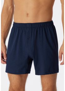 Weiter Boxer Schiesser "Cotton Casual", Herren, Gr. 10, blau (803, blau), Single Jersey, Obermaterial: 100% Baumwolle, weit, Unterhosen Weiter Boxer, mit Eingriff, gepunktet