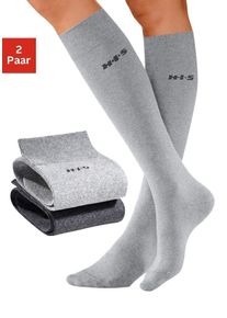 H.I.S. Kniestr&uuml;mpfe H.I.S, Damen, Gr. 35-38, schwarz (anthrazit, hellgrau), Baumwolle, Elasthan, Polyamid, meliert, elastisch, Socken Kniestr&uuml;mpfe, mit Komfortb&uuml;ndchen