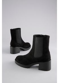 Chelseaboots ANISTON SHOES, Damen, Gr. 36, schwarz, Velourslederimitat, Schuhe Chelseaboots, Stiefelette mit Rei&szlig;verschluss und Stretcheinsatz - NEUE KOLLEKTION