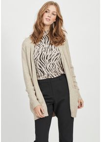Cardigan Vila "VIRIL OPEN L/S KNIT CARDIGAN - NOOS", Damen, Gr. XS, beige (natural melange), Feinstrick, Obermaterial: 50% Viskose, 27% Nylon, 23% Polyester, meliert, Basic, h&uuml;ftbedeckend, tiefer V-Ausschnitt, Rippb&uuml;ndchen, Strickjacken Cardigan, in offener Form, Topseller