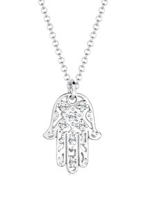 Silberkette Elli "Halskette Hamsa Hand der Fatima Kristalle 925 Silber" Gr. 45, silber, Halsketten, Damen, 45,mit Stein, Silber 925 (Sterlingsilber), Silberkette