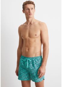 Marc O'Polo Badeshorts MARC O'POLO "Mini Geo Print", Herren, Gr. M, N-Gr, blau (schwarz navy print), Obermaterial: 100% Polyester, gemustert, Badehosen Badeshorts, mit trendigem Allover-Print