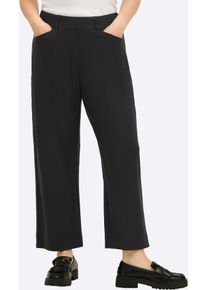 Schlupfhose sheego, Damen, Gr. 46, Normalgr&ouml;&szlig;en, schwarz, gemustert, 71% Viskose, 25% Polyester, 4% Elasthan, unifarben, Hosen Schlupfhose