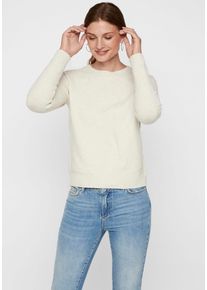 V&eacute;ro Moda Rundhalspullover VERO MODA "VMDOFFY", Damen, Gr. XL, braun (birch melange), Strick, Obermaterial: 94% Polyester, 3% Elasthan, 3% Nylon, meliert, Basic, figurumspielend h&uuml;ftlang, Rundhals, Raglan&auml;rmel Rippstrickb&uuml;ndchen, Pullover Rundhalspullover, in melierter Optik