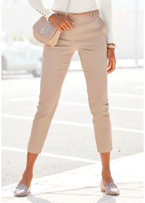 Chinohose Vivance, Damen, Gr. 46, N-Gr, beige (sand), Web, Obermaterial: 98% Baumwolle, 2% Elasthan. G&uuml;rtel: 100% Polyurethan, unifarben, figurumspielend kn&ouml;chellang, Hosen Chinohose, in klassischer Basic-Form, Stoffhose, Business-Look, Topseller