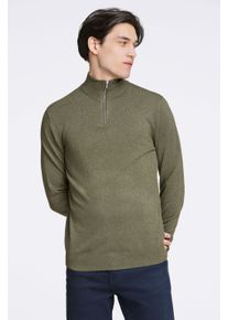 Troyer LINDBERGH, Herren, Gr. L, gr&uuml;n (army mel), Obermaterial: 80% Viskose, 20% Nylon, meliert, regular fit taillenbedeckt, ohne Ausschnitt, Rippb&uuml;ndchen, Pullover Troyer, mit Troyerkragen