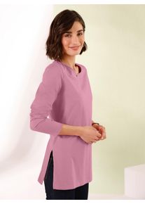 Langarmshirt Classic Basics "Longshirt", Damen, Gr. 44, rosa (altrosa), 100% Baumwolle, unifarben, Rundhals, Shirts Langarmshirt