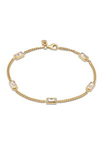 Armkette Kuzzoi "Armband Rechteck Topas Wei&szlig; 925 Sterling Silber" Gr. 19, gold, Armb&auml;nder, Herren, 19, Silber 925 (Sterlingsilber), Armkette