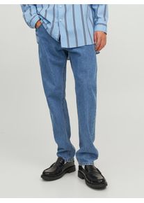 Jack & Jones Relax-fit-Jeans JACK & JONES "JJICHRIS JJORIGINAL SQ 735 LN", Herren, Gr. 34, L&auml;nge 30, blau (blau denim), Denim/Jeans, Obermaterial: 100% Baumwolle, Abriebeffekte, clean, regular fit normal, Jeans Relax-fit-Jeans