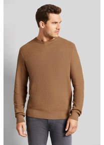 Rundhalspullover Bugatti, Herren, Gr. 3XL, braun (cognac), 95% Baumwolle, 5% Kaschmir, unifarben, regular fit, Rundhals, Rippb&uuml;ndchen, Pullover Rundhalspullover, mit Waffelstruktur