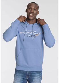 Kapuzensweatshirt DELMAO, Herren, Gr. XL (56/58), blau, angeraute Sweatware, Obermaterial: 60% Baumwolle, 40% Polyester, bedruckt, normal, Rippb&uuml;ndchen, Sweatshirts Kapuzensweatshirt, Langarm, lockere Passform, mit Print, mit Kapuze, Topseller