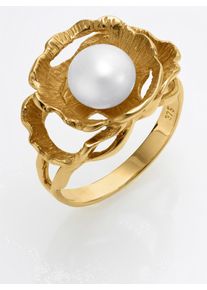 Fingerring Lady Gr. 19, gold (gelbgold 375), Fingerringe, Damen, 19, Gold Metall Perlen, Gold, Metall, Perlen, Fingerring