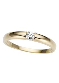 Goldring Firetti "Schmuck Geschenk Gold 333 Damenring Verlobungsring Goldring Solit&auml;r" Gr. 18, wei&szlig; (gelbgoldfarben, wei&szlig;goldfarben, kristallwei&szlig;), Fingerringe, Damen, 18, Gelbgold 333, 2mm, Goldring, mit Zirkonia (synth.)