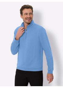Langarmshirt CLASSIC "Sweatshirt", Herren, Gr. 52/54, blau (himmelblau), 50% Baumwolle, 50% Polyester, unifarben, Shirts Langarmshirt