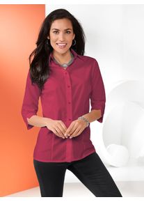 Klassische Bluse Classic Basics, Damen, Gr. 40, rot (weinrot), 65% Polyester, 35% Baumwolle, unifarben, Blusen Klassische Bluse