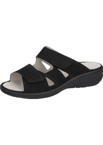 Waldl&auml;ufer Pantolette WALDL&Auml;UFER "HERIA", Damen, Gr. 9 (43), schwarz, Nubukleder, unifarben, Schuhe Pantolette, Sommerschuh, Komfortschuh, Hausschuh in Weite H, mit Klettverschl&uuml;sse