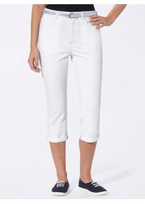 Caprijeans Classic Basics, Damen, Gr. 46, Normalgr&ouml;&szlig;en, wei&szlig;, 98% Baumwolle, 2% Elasthan, unifarben, 3/4-L&auml;nge, Jeans Caprijeans