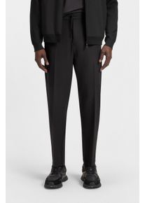 Webhose BOSS Green "T Convert", Herren, Gr. 56, N-Gr, schwarz (schwarz001), Web, Obermaterial: 100% Polyester, unifarben, gerade, unten schmal lang, Hosen Webhose, Elastischer Taillenbund und Kordelzug, G&uuml;rtelschlaufen Anzughose