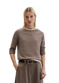 Marc O'Polo Strickpullover MARC O'POLO, Damen, Gr. M, chalky braun, Strick, Obermaterial: 100% Baumwolle, slim fit, U-Boot-Ausschnitt, Rollkante, Pullover Strickpullover, slim fit aus softem Organic Cotton, mit Rollkanten