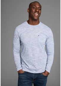 Langarmshirt Bruno Banani, Herren, Gr. XL (56/58), blau (blau melange), Single Jersey, Obermaterial: 60% Baumwolle, 40% Polyester, slim fit, Rundhals, Shirts Langarmshirt, Langarmshirt in schmaler Passform