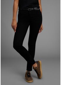 Skinny-fit-Jeans Arizona "Ultra-Stretch", Damen, Gr. 46, N-Gr, schwarz (schwarz schwarz), Denim/Jeans, Obermaterial: 74% Baumwolle, 24% Polyester, 2% Elasthan, Basic, extraeng lang, Jeans Skinny-fit-Jeans, extra-enger Beinverlauf, normale Leibh&ouml;he, mit Eingrifftaschen, Topseller