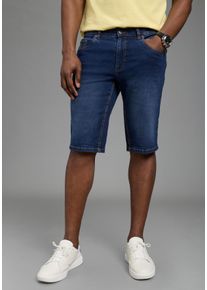 Jeansshorts DELMAO, Herren, Gr. 44, N-Gr, dunkelblau used, Denim/Jeans, Obermaterial: 99% Baumwolle, 1% Elasthan, kontrastfarbene Details, regular fit kniefrei, Jeans Jeansshorts, gerade geschnittene Beine, Regular-Fit, kniefreie L&auml;nge