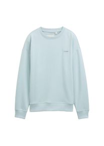 Sweater Tom Tailor, Jungen, Gr. 140, blau (ice blau), Sweatware, Obermaterial: 60% Baumwolle, 40% Polyester, unifarben, oversize h&uuml;ftbedeckend, Rundhals, B&uuml;ndchen, Sweatshirts Sweater, mit Badge, Topseller