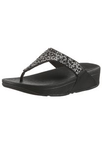 Zehentrenner fitflop "LULU CRYSTAL", Damen, Gr. 43, schwarz, Textil, Glitzer, Schuhe Zehentrenner, Sandale, Pantolette mit Schmucksteine