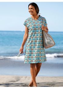 Sommerkleid feel good "Sommerkleid", Damen, Gr. 40/42, Normalgr&ouml;&szlig;en, lila (t&uuml;rkis, violett, bedruckt), 50% Baumwolle, 50% Modal, bedruckt, ethno, gemustert, mehrfarbig, kurz, V-Ausschnitt, Kleider Sommerkleid