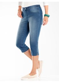Caprijeans Classic Basics, Damen, Gr. 46, Normalgr&ouml;&szlig;en, blau (blau, bleached), 81% Baumwolle, 17% Polyester, 2% Elasthan, unifarben, knielang, Jeans Caprijeans