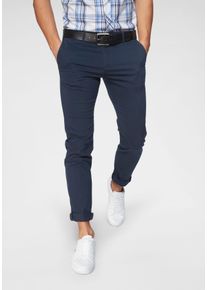 Jack & Jones Chinohose JACK & JONES "JJIMARCO mit Badge und hohem Tragekomfort", Herren, Gr. 29, L&auml;nge 32, blau (navy), Obermaterial: 98% Baumwolle, 2% Elasthan, unifarben, schmal lang, Hosen Chinohose, unifarben, modisch, slim fit, Baumwollmischung, Topseller