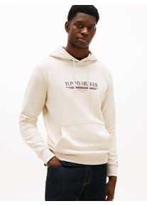 Hoodie Tommy Hilfiger "BRAND LOVE HILFIGER HOODIE", Herren, Gr. M, beige (newsprint), Sweatware, Obermaterial: 100% Baumwolle, Rippb&uuml;ndchen, Sweatshirts Hoodie