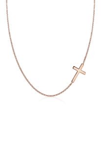Kette mit Anh&auml;nger Elli "Halskette mit Kreuz Schlicht 925 Sterling Silber" Gr. 45, rosa (rosegold), Halsketten, Damen, 45, ohne Stein, Silber 925 (Sterlingsilber), Kette mit Anh&auml;nger