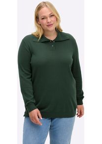 Rollkragenpullover sheego "Pullover", Damen, Gr. 44/46, moos, 50% Baumwolle, 50% Polyacryl, unifarben, Pullover Rollkragenpullover